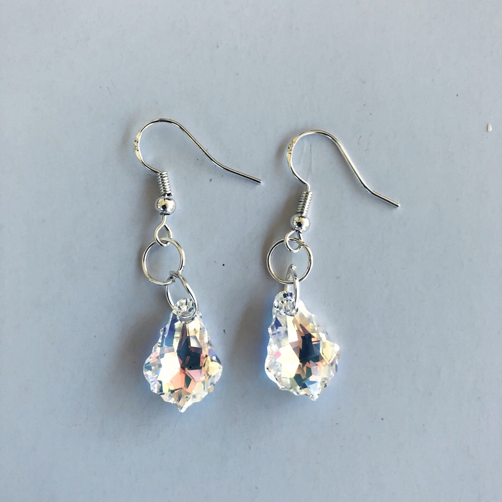 Swarovski Crystal AB earrings, 1” drop sterling silver. New